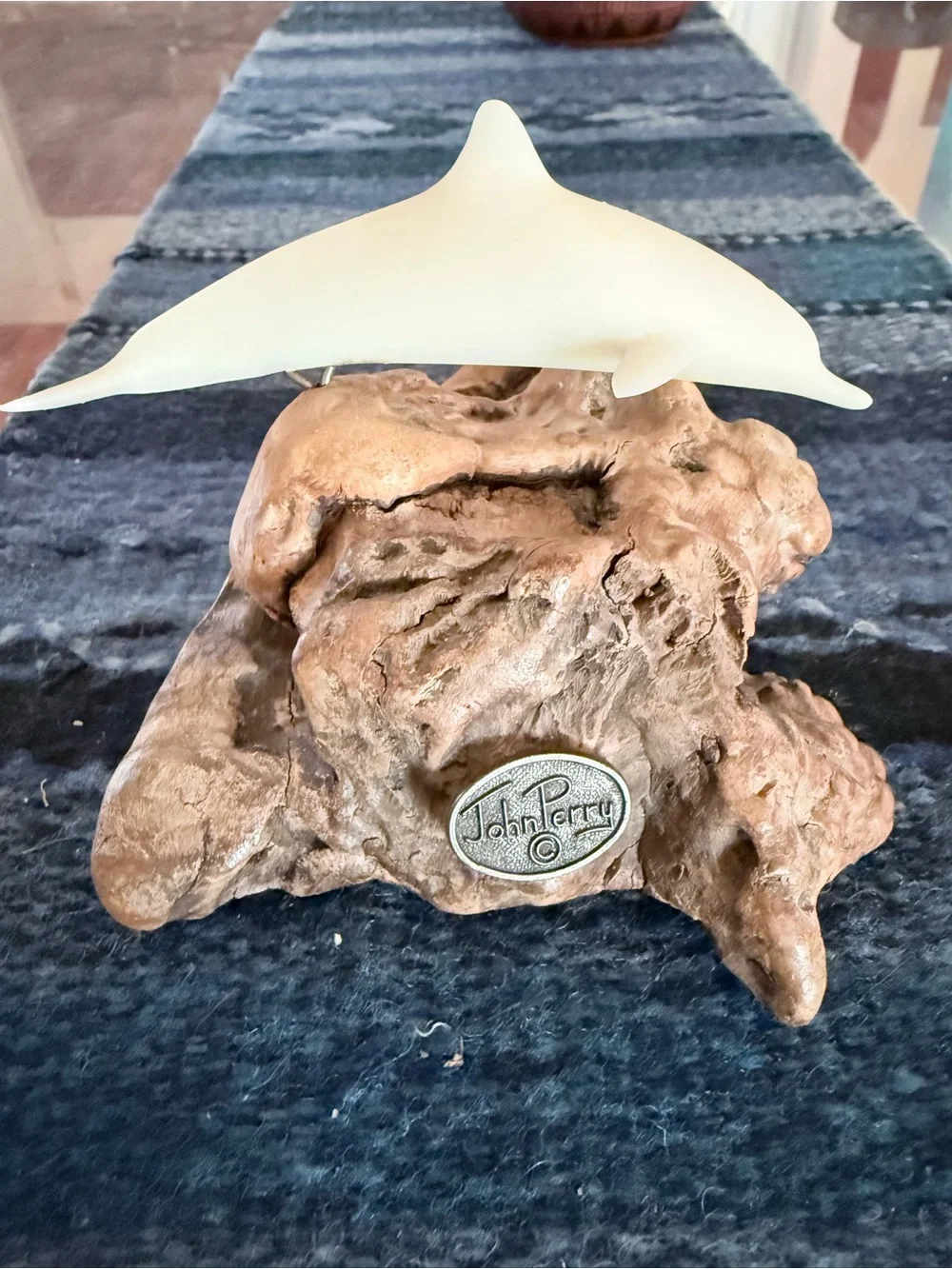 John Perry White Dolphin Sculpture On Burlwood Nautical Beach Marine Life